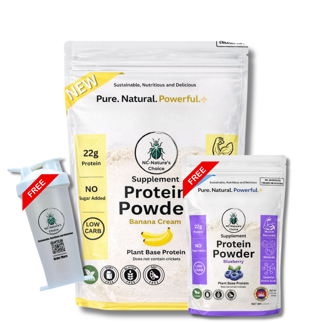 Vegan-Pea Protein Banana Cream+Free 210g blueberry flavor +Free Bottle